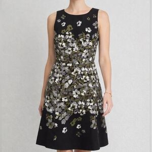 Jacob Floral Sleeveless Dress Size S | Dark Green White Floral A-Line Dress